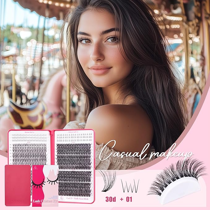 CCODDY Lash Clusters - Fluffy Wispy EyeLash Clusters D Curl 9-16 MM, 712 Pcs, 4 Styles Upper & 2 Styles Bottom Lashes, No Adhesives Included
