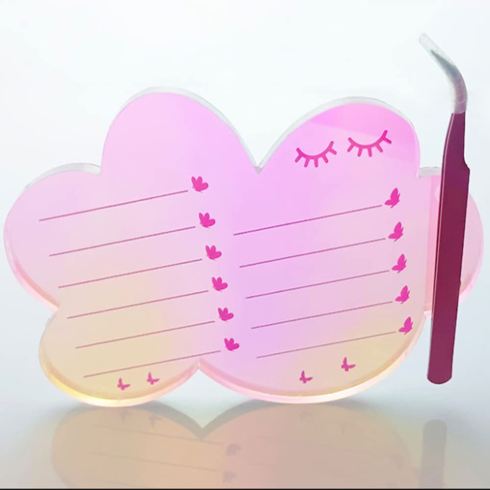 Grafting False Eyelash Acrylic Extension Pallet, Eyelash Extension Tweezers Plate Pad Makeup Palette Individual Training Tools Dazzling (Cloud-shaped A （5.51x3.94in）)