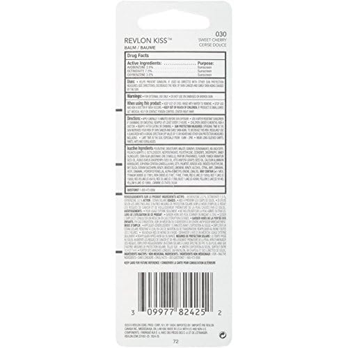 Revlon Kiss Tinted Lip Balm with SPF 20, Hydrating, Flavored, Infused with Natural Fruit Oils, 030 Sweet Cherry, 0.09 oz