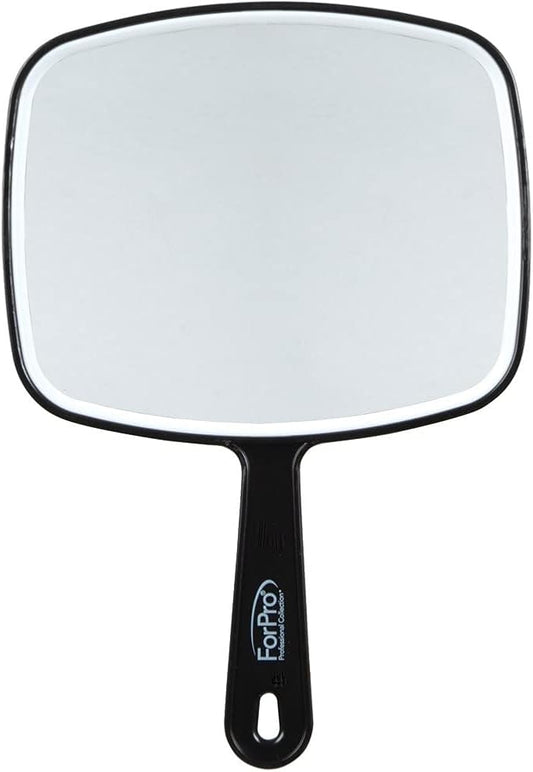 ForPro Professional Collection Premium Hand Mirror with Handle, 6.3" W x 9.6" L, Multi-Purpose Handheld Mirror with Distortion-Free Reflection, Black