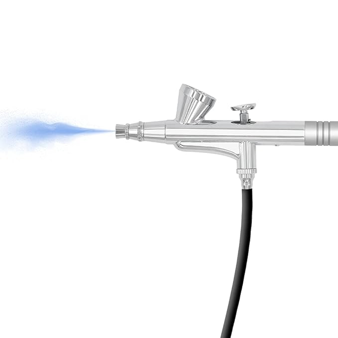 Pinkiou Airbrush Gun Mini Makeup Air Brush Spary Gun 0.4mm Needle and Nozzle For Make up Face Eyebrow Nail Temporary Tattoo (single gun)