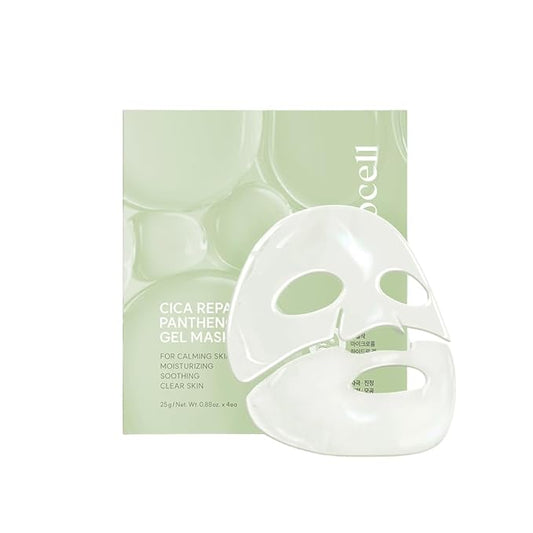AROCELL Cica Hydrogel PDRN Mask 4 Facial Sheet with Panthenol & Centella Asiatica, Cooling Hydrogel Face Mask for Soothing Calming Hydrating Moisturizing Sensitive Skin Korean Skincare, 25gx4ea