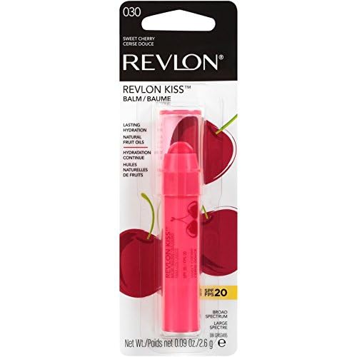 Revlon Lip Balm, Kiss Tinted Lip Balm, Face Makeup with Lasting Hydration, SPF 20, Infused with Natural Fruit Oils, 030 Sweet Cherry, 0.09 Oz (Pack of 2)