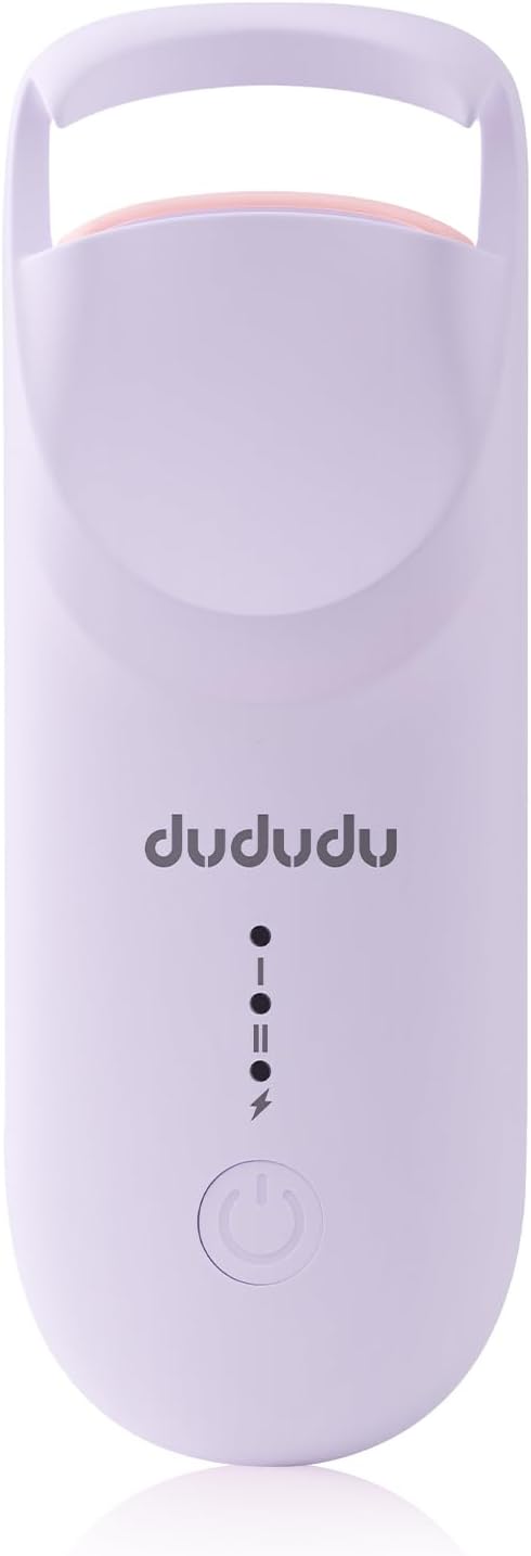 DUDUDU Heated Eyelash Curler, Portable Travel-Size Mini Electric Heated Lash Curler - 2-Level Adjustable Temp & Type-C Recharge, 10S Heat 3S Style 24H Lift for Long-Lasting Natural Effortless Curves
