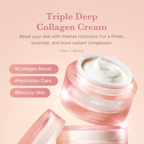 medicube Triple Collagen Nourish and Hydrate Duo: Triple Collagen Cream and Triple Collagen Serum | Niacinamide, Hyaluronic Acid for Glowing, Fimer-Looking Skin | Korean Skin Care, Valentines Day Gift