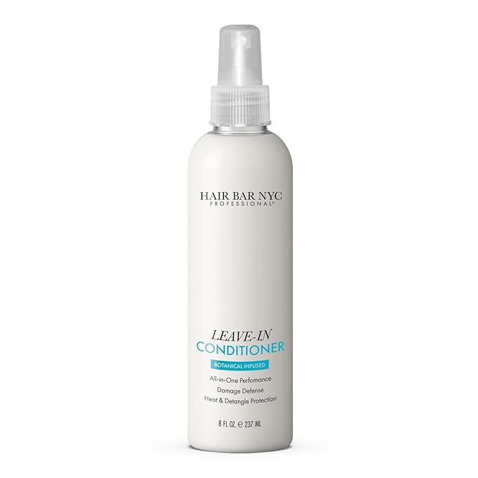 Hair Bar NYC Leave‑In Conditioner 8 fl oz (237 ml) – Lightweight Detangler & Heat Protectant | Botanical Hydration & Frizz Control | Color‑Safe Treatment for Smooth, Shiny Hair