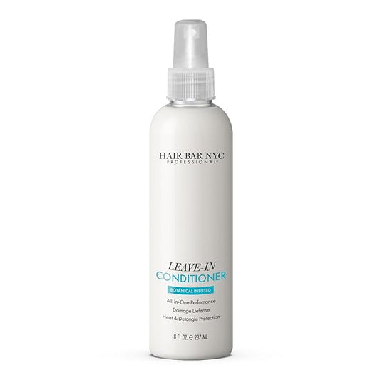 Hair Bar NYC Leave‑In Conditioner 8 fl oz (237 ml) – Lightweight Detangler & Heat Protectant | Botanical Hydration & Frizz Control | Color‑Safe Treatment for Smooth, Shiny Hair
