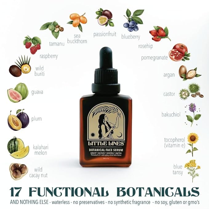 Botanical Bakuchiol Face Oil Serum | Holistic Retinol Alternative | Waterless blend of 17 botanicals | Anti-Aging Natural Skin Care For Fine Lines & Wrinkles | Hydrating & Brightening