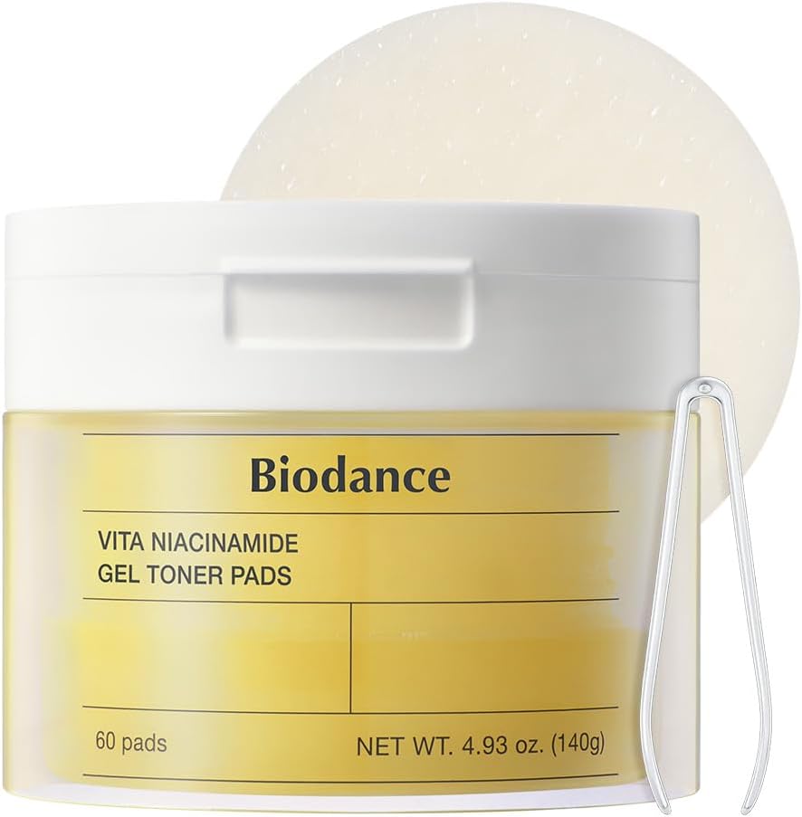 Biodance Vita Niacinamide Gel Toner Pads, Dark Spot Corrector, Evening Skin Tone, Hydrating for Sensitive Skin, Gentle Exfoliating Toner Pads, Korean Skincareㅣ4.93 fl.oz.(140g)*60Pads