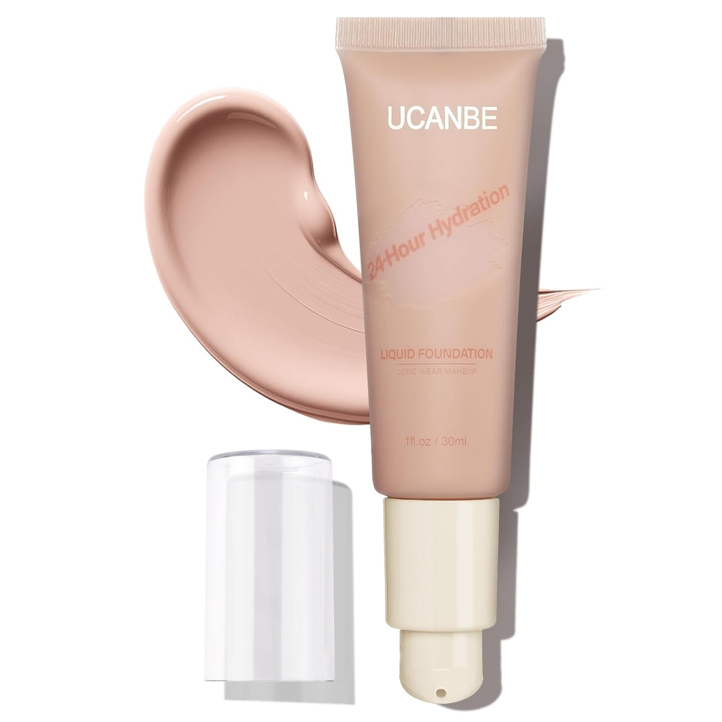 UCANBE Matte Liquid Foundation Makeup, Medium to Full Coverage Waterproof Longwear Serum Cream Foundation for Combination & Oily Mature Skin, Lightweight Hydrating Nourishing, Natural Ivory, 1 fl. oz.