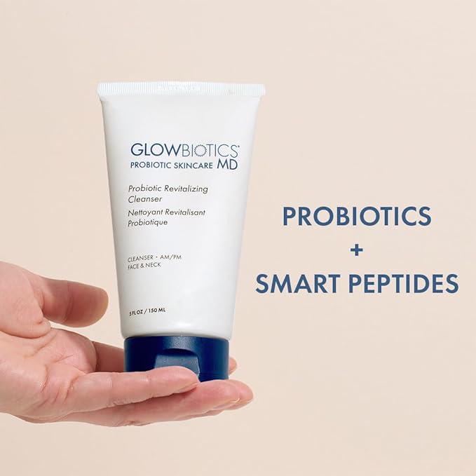 Glowbiotics Probiotic Revitalizing Cleanser - Anti-Aging Face Wash with Peptides - 5 oz - Hydrating Gel for Hormonal, Dry & Mature Skin
