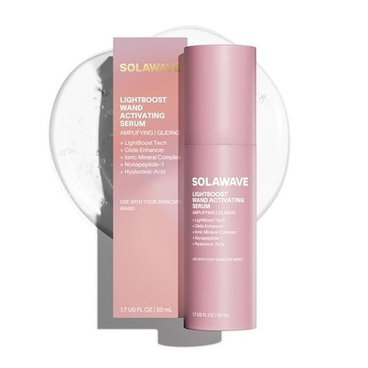 Solawave LightBoost Red Light Therapy Wand Activating Serum | Works with Microcurrent Face Wand and Galvanic Current Devices | Boosts Hydration, Radiance & Diminishes Fine Lines & Wrinkles (1.7 oz)