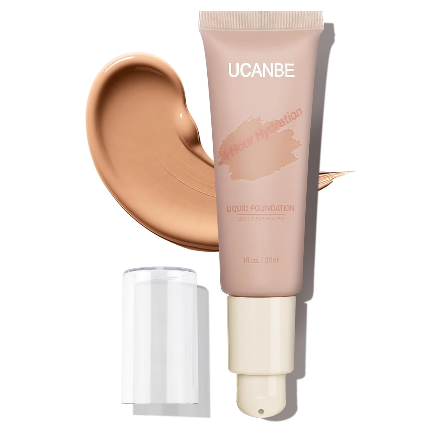 UCANBE Matte Liquid Foundation Makeup, Medium to Full Coverage Waterproof Longwear Serum Cream Foundation for Combination & Oily Mature Skin, Lightweight Hydrating & Nourishing, Nude Beige, 1 fl. oz.