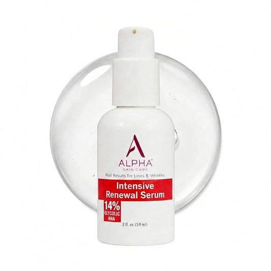 Alpha Skin Care Renewal Serum, 14% Glycolic AHA, Anti-Aging Formula, Reduces Lines & Wrinkles, Alpha Hydroxy Acid Exfoliates & Evens Skin Tones, Rejuvenates & Hydrates, 2 Oz