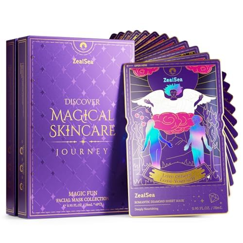 ZealSea Collagen Face Mask Skincare for Anti Aging, Hydrating Face Masks, Oat Peptide Face Mask for Wrinkles & Fine Lines, Beauty Sheet Mask, Self Care Gift for at Home Spa Party pack of 2