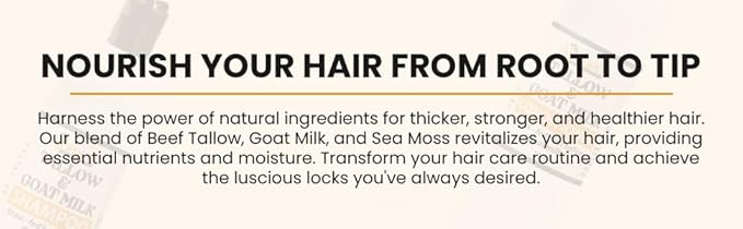 Beef Tallow & Goat Milk Shampoo and Conditioner Set - Handmade Hair Care for Thinning Relief, Sea Moss Shampoo and Conditioner, Thickening Formula for Hair Regrowth & Str (Shampoo & Conditioner 12 Oz)