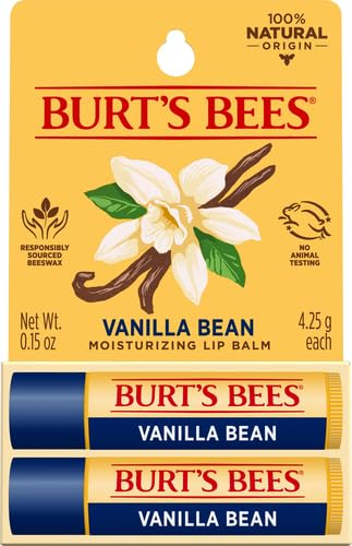 Burt's Bees Lip Balm - Vanilla Bean, Lip Moisturizer With Responsibly Sourced Beeswax, Tint-Free, Natural Origin Conditioning Treatment, 2 Tubes, 0.15 oz. (Pack of 2)