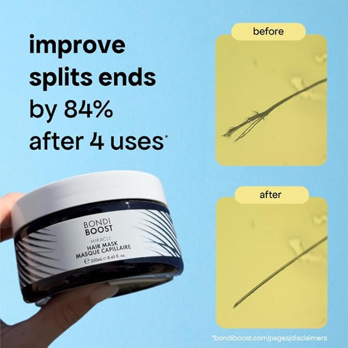 BONDIBOOST Miracle Hair Mask for Damaged Hair [8.45 fl oz], Deep Conditioning Hair Mask for Fine Hair, Clinically-Proven to Improve Split Ends, Argan Oil + Biotinoyl Tripeptide-1 Formula, Sulfate Free