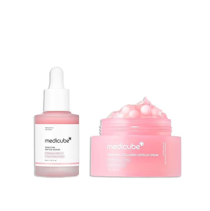 medicube Overnight Renewal Salmon PDRN Duo: Salmon DNA PDRN Pink Peptide Serum and Salmon DNA PDRN Pink Collagen Capsule Cream, Valentines Day Gifts for Her, Skin Care Set