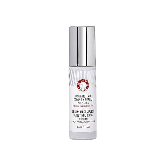 First Aid Beauty - 0.3% Retinol Complex Serum with Peptides, Designed for Sensitive Skin, Helps Visibly Improve Lines and Wrinkles with Less Irritation than Traditional Retinol, Non-Comedogenic, 1 oz