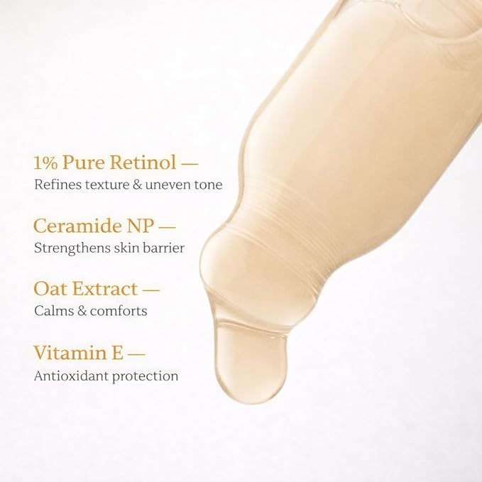 Révelle Retinol Serum – Anti-Aging Retinol Serum,1% Pure Retinol with Ceramide NP & Oat Extract, Smooths Wrinkles & Fine Lines, Gentle Formula for Sensitive Skin, 1 fl oz