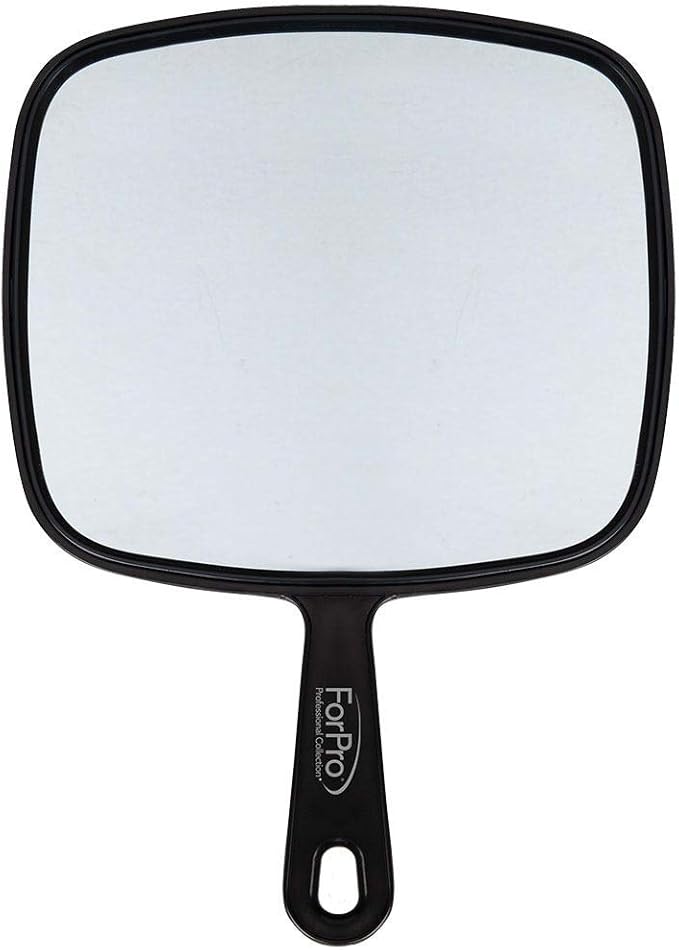 ForPro Professional Collection Extra Large Hand Mirror with Handle, 9" W x 12" L, Multi-Purpose Handheld Mirror with Distortion-Free Reflection, Black