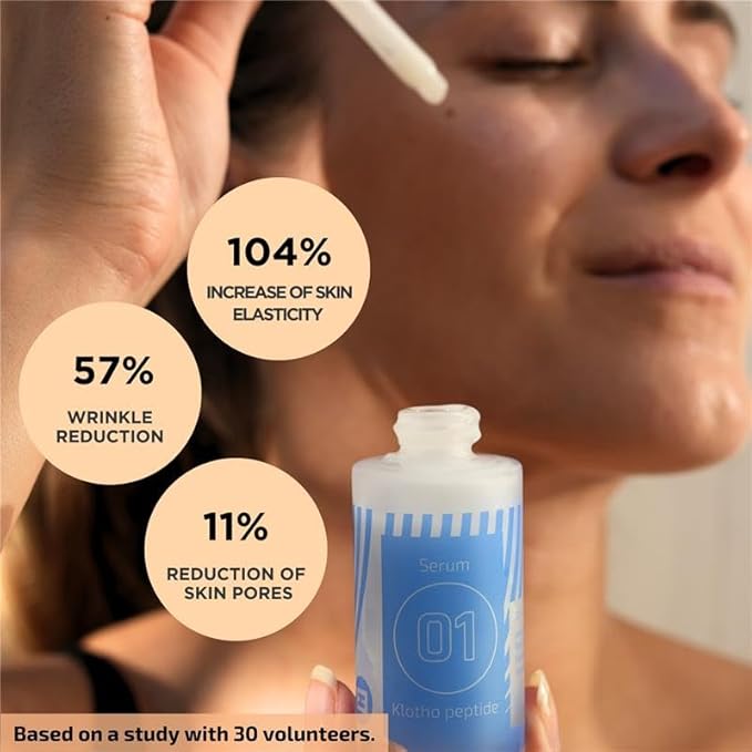 EiE 01 Klotho Peptides Serum for Face Hydrating Peptide Face Serum for Women Anti Aging Improves Wrinkles Elasticity Facial Peptide Serums with Hyaluronic Acid and Retinol Made in Sweden 1 fl. Oz