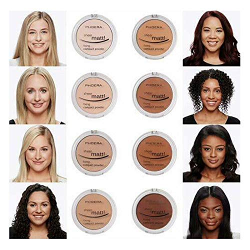 AQUAPURITY - PHOERA Sheer Matte Fixing Powder Makeup Base Fixer Setting Powder Foundation Fixing Compact Pressed Powder Long Lasting Make Up Fixer Skin Vitamin E Beauty Blender (205 Golden Beige…)