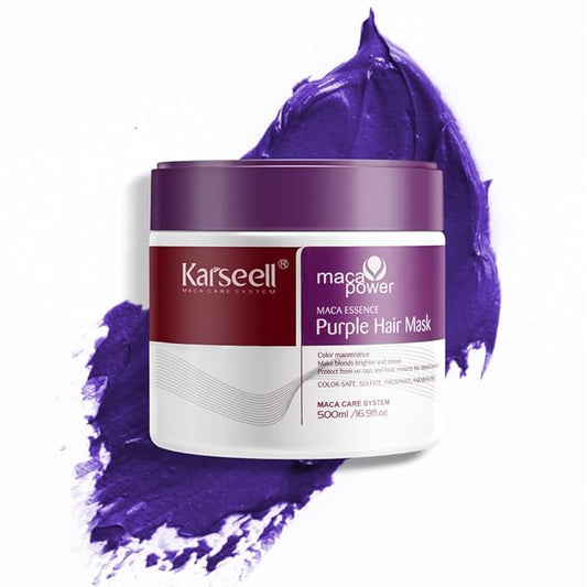 Karseell For Blonde Silver Gray Highlighted Hair Purple Hair Mask Professional Neutralizes Brass & Yellow Tones 16.90 oz 500ml