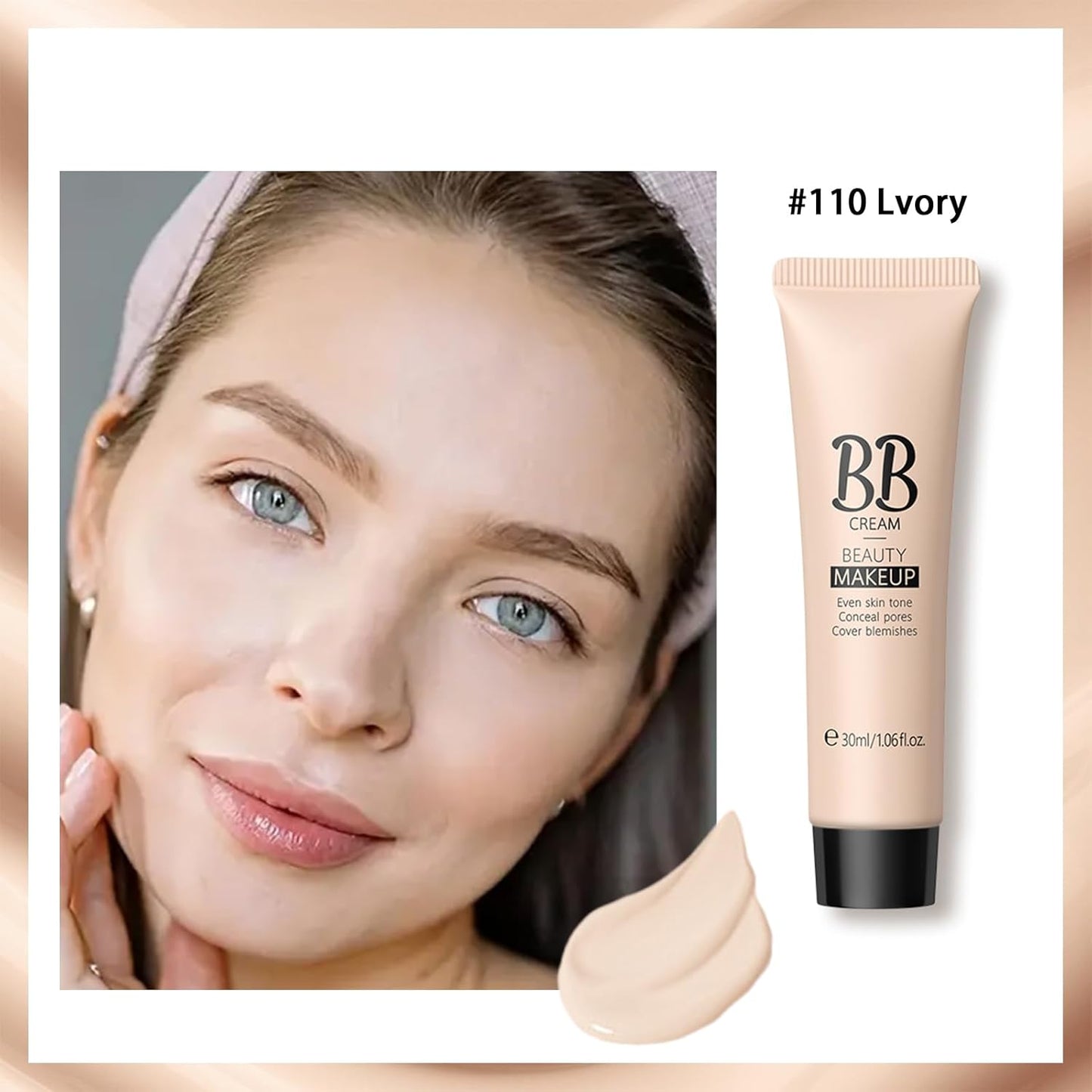 KWOLYKIM 2PCS Hydrating Makeup BB Cream, Tinted Moisturizer Face Makeup BB Cream Foundation Waterproof Concealer Clean Brighten Color Correcting Cream Nude Makeup Long Lasting for All Skin(Ivory)