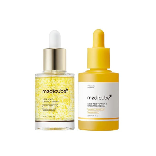medicube Deep Vita C Clear Capsule Serum Duo: Deep Vita C Capsule and Kojic Acid Turmeric Capsule Serum | Tone Balancing Care Duo, Korean Skincare