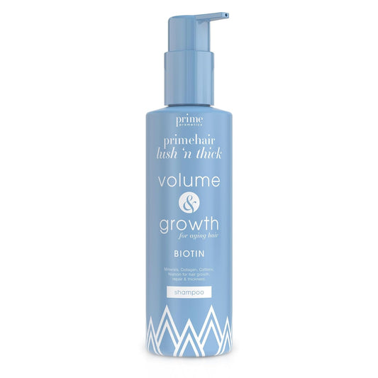 PrimeHair Lush N' Thick Shampoo for Mature Women – Biotin Enriched, Sulfate-Free and Paraben-Free Shampoo with Hair Growth Promoting Ingredients – Volumizing, Hydrating