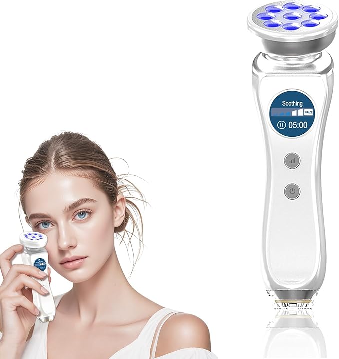 5-in-1 Beauty Massager for Face and Neck, Facial Massager for Skin Care, Red Light, Thermal, and Vibration Technologies, Improve, Firm,Tightening and Smooth Has Skin Detection Function