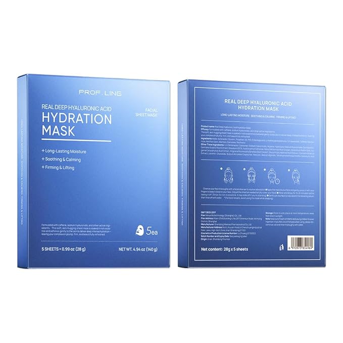Prof. Ling Full-Spectrum Hyaluronic Acid Face Mask – Deep Hydrating, Firming & Soothing Sheet Mask for Sensitive Skin, Plumping & Anti-Wrinkle Facial Treatment-5ea