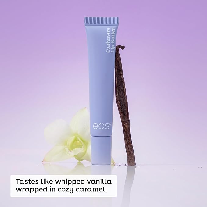 eos Cashmere Lip Butter - Vanilla Cashmere, Plumping Peptides, Smoothing, eos Lip Butter, Shea Butter, Lip Mask, Lip Moisturizer, Soft Lips, 0.35 fl oz