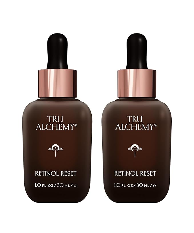 Tru Alchemy Retinol Reset Revitalizing Retinol Serum for face - Wrinkle Appearance Serum & Cream for Face w/Bakuchiol, Niacinamide for Overnight Renewal w/Long-Term Radiance - 1 fl oz (2-Pack)