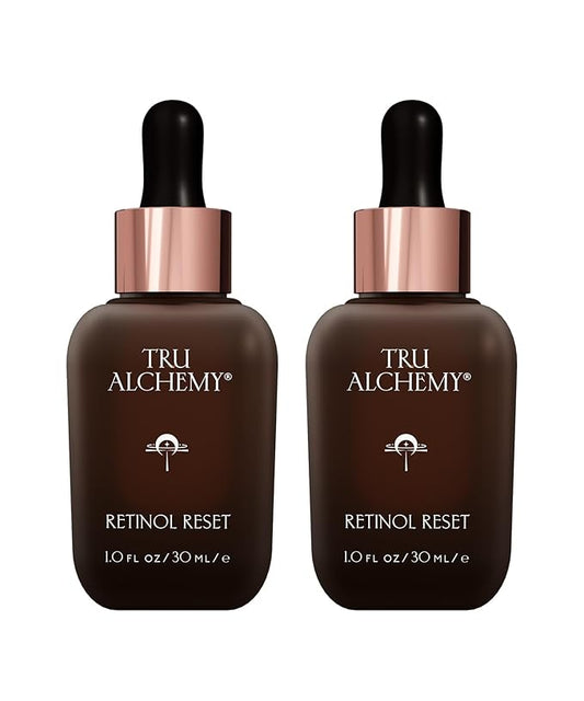 Tru Alchemy Retinol Reset Revitalizing Retinol Serum for face - Wrinkle Appearance Serum & Cream for Face w/Bakuchiol, Niacinamide for Overnight Renewal w/Long-Term Radiance - 1 fl oz (2-Pack)