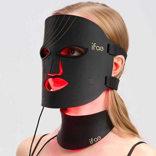 Red Light Therapy Mask for Face and Neck, 7 Colors with NIR Led Face Mask Light Therapy with Eye Protection and Remote, Rechargeable Ergonomic Design for True Anti-Aging Skincare at Home