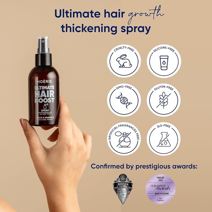 Moerie Ultimate Hair Boost Spray Designed to Strengthen & Restore Scalp Health - 100% Natural Hair Serum with over 100 Minerals, Vitamins & Amino acids - Fresh Scent - Triple Set
