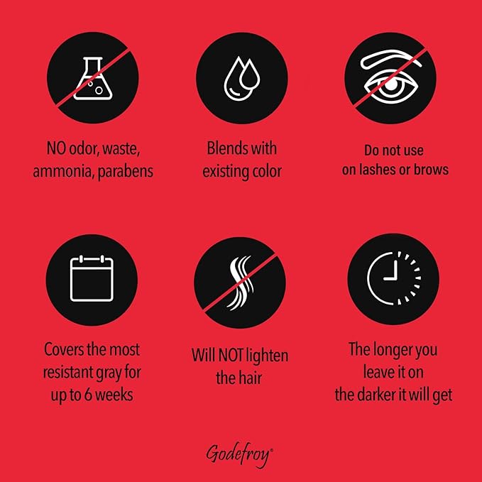 Godefroy Hair Color Kit for Spot Coloring, Covers Up Gray Hairs, Natural Black, 4-Application Kit