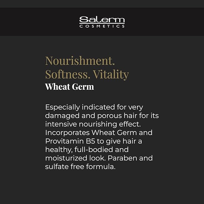 SALERM - Nourishing Hair Mask - 1000 ml - with Wheat Germ - for Dry and Damaged Hair - Deep Hair Hydration - Shine and Brightness - Hair Strengthening