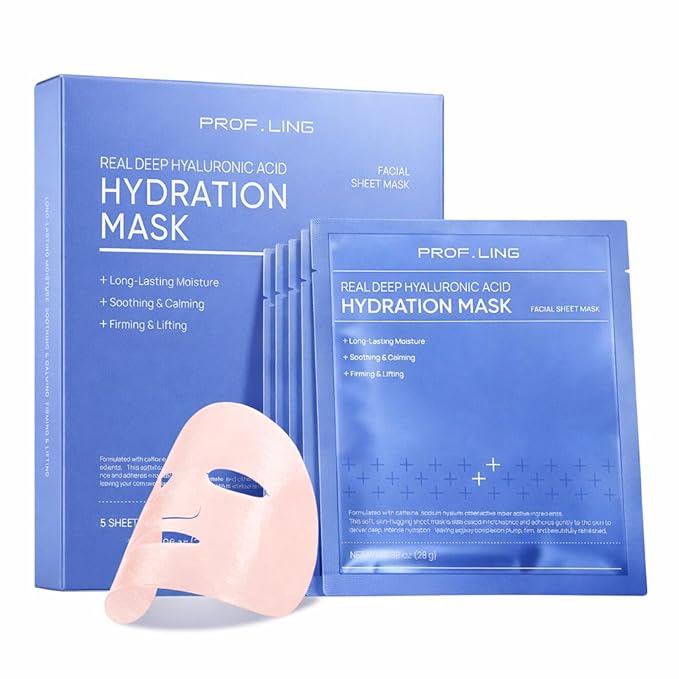 Prof. Ling Full-Spectrum Hyaluronic Acid Face Mask – Deep Hydrating, Firming & Soothing Sheet Mask for Sensitive Skin, Plumping & Anti-Wrinkle Facial Treatment-5ea