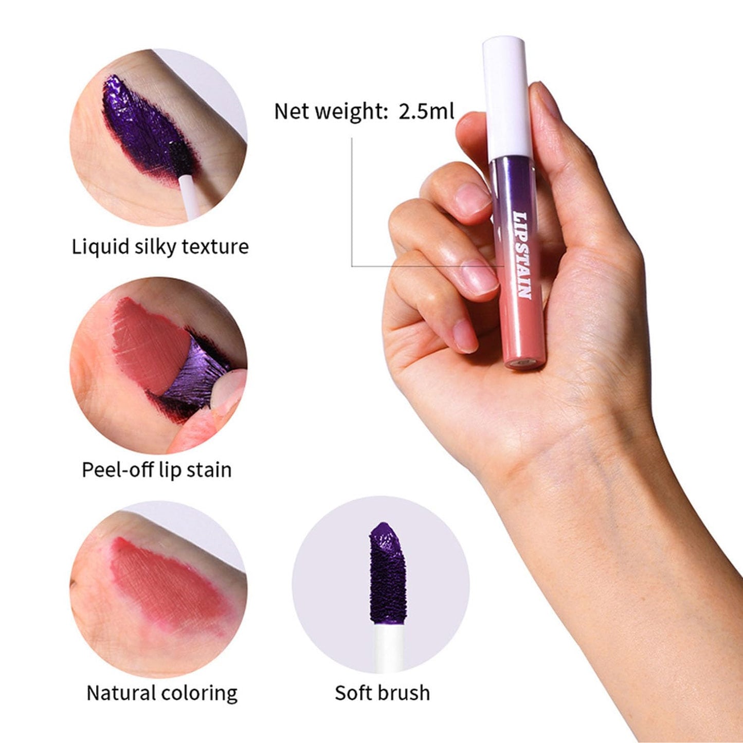Dulele 3PCS Peel Off Lip Stain, Matte Peel Off Lip Gloss Long Wear Lip Stain Peel Off Lipstick Set, Waterproof Highly Pigmented Peel Off Lip Tint Stain (Pink, 1)