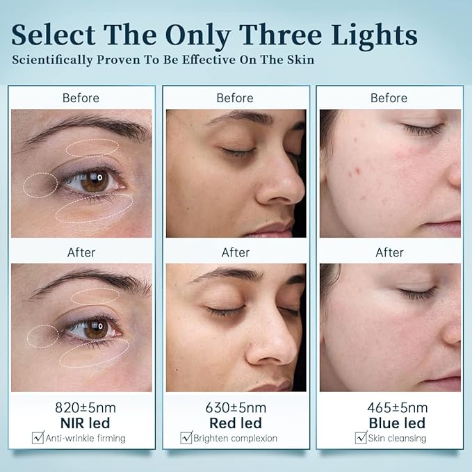 GYH LED Face Mask, Red Light Mask for Face, FSAHSA eligible, Wireless High Dose Red, Infrared Light & Blue LED Mask Skincare, Anti-ageing, Cloud-SS(RB-030)