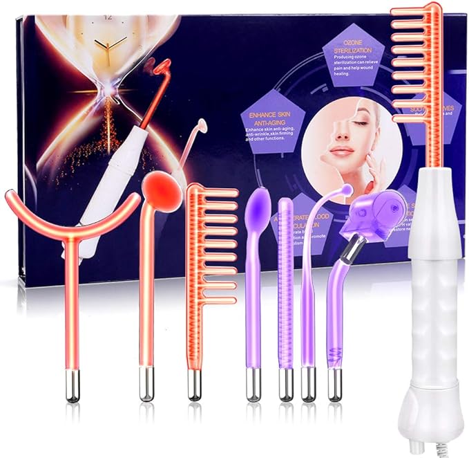 Meifuly High F Rrequency Wand Portable Machine, Portable Handheld High F requency Wand Machine with 7 Different Tubes (Multi-Colored)