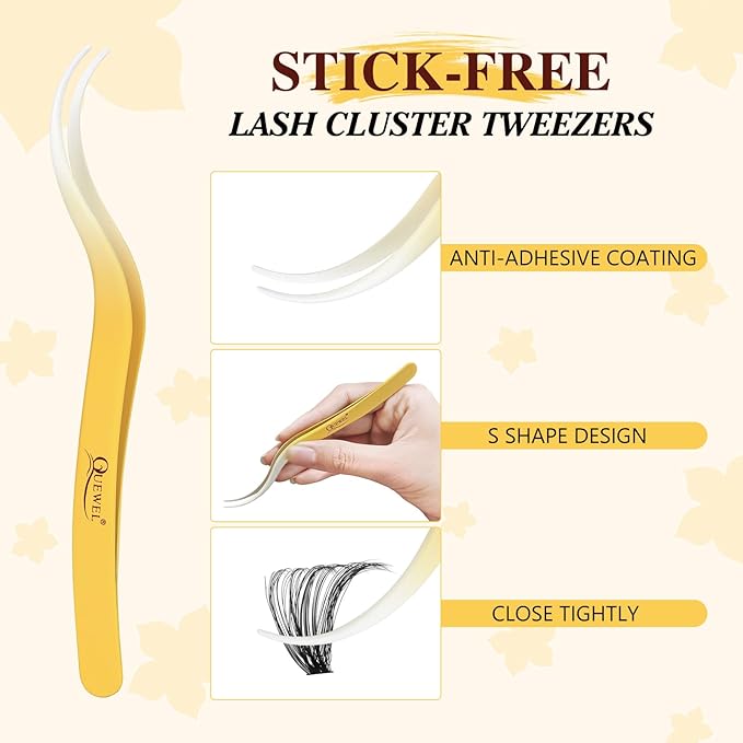 QUEWEL Lash Clusters Kit, 280Pcs 70D+90D Lash Cluster Eyelash Extensions Mix 10-18mm 3D Eyelash Clusters with Lash Bond and Seal and Lash Tweezers Easily Create 3D Lashes Clusters at Home(70D+90D Kit)