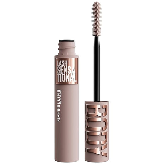 Maybelline Lash Sensational Body Washable Mascara, Volume and Length Formula for 24HR Lash Lift, Smudge and Clump-Resistant, Blackest Black