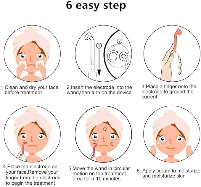 Meifuly High F Rrequency Wand Portable Machine, Portable Handheld High F requency Wand Machine with 7 Different Tubes (Multi-Colored)