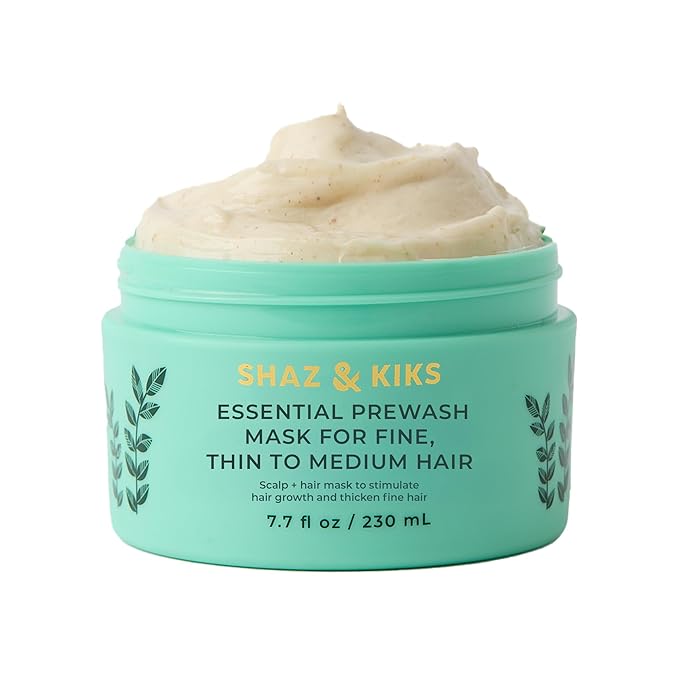 SHAZ & KIKS Essential Prewash Scalp+Hair Mask for Fine, Thin to Medium Hair | Deliver 35+ Essential Nutrients to Build Long-term Health | Stimulate Growth & Thicken Fine Strands | Color-Safe | 230ml
