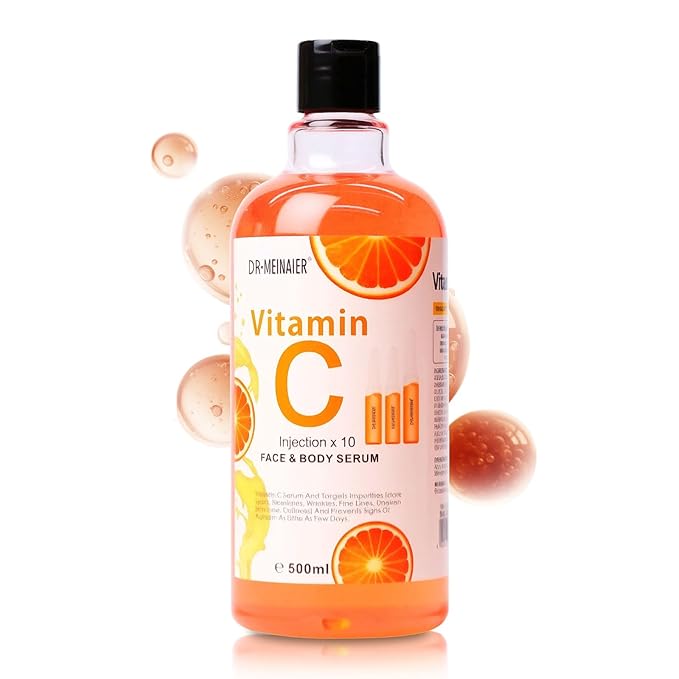 Facial Vitamin C Treatment 500ml – Korean Collagen-Infused Oil Serum with Vitamin E – Gentle Daily Skincare Solution Designed for Smooth Radiant-Looking Skin Across All Skin Types